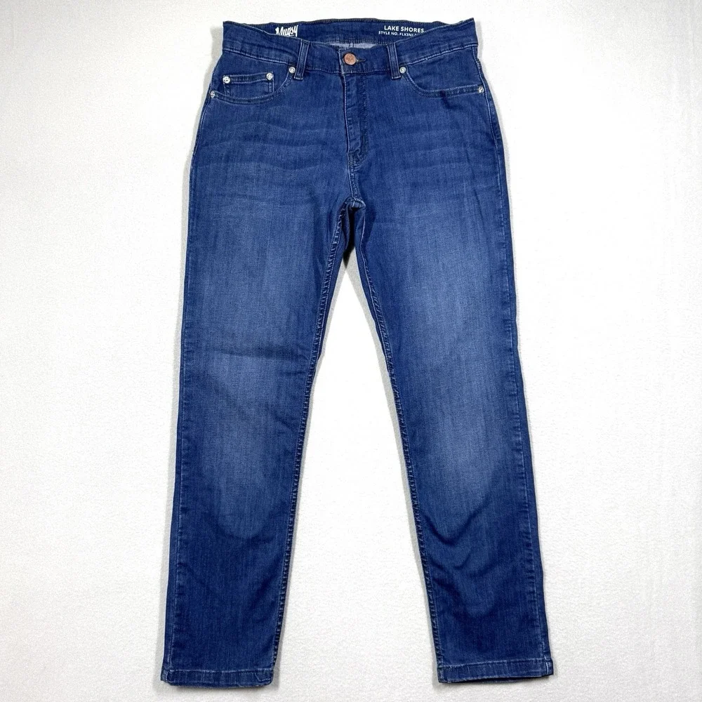Mugsy Jeans Mens 32x30 Lake Shores Dark Blue Straight Regular Stretch 5 Pocket